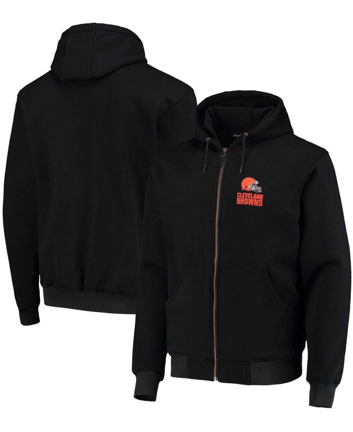 DUNBROOKE MEN'S BLACK CLEVELAND BROWNS CRAFTSMAN THERMAL LINED FULL-ZIP HOODIE