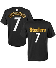 Youth Boys Ben Roethlisberger Black Pittsburgh Steelers Mainliner Player Name Number T-shirt