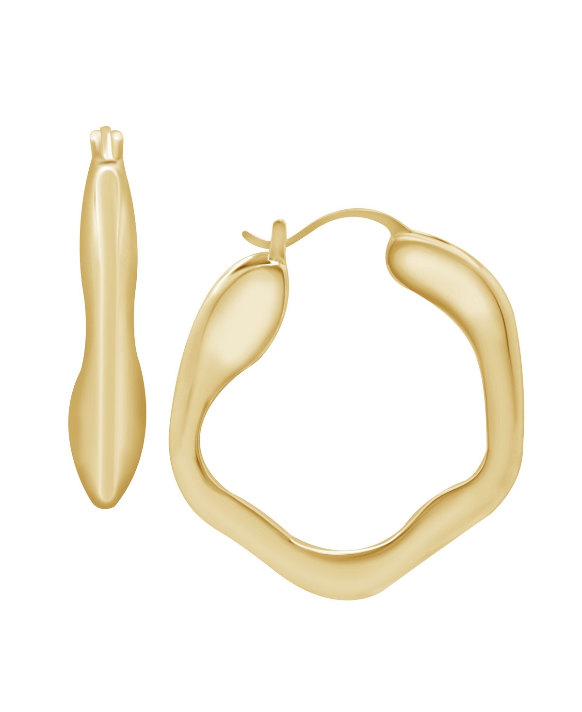 Gold or Silver Plated Wave Look Click Top Earrings - Gold-Plated