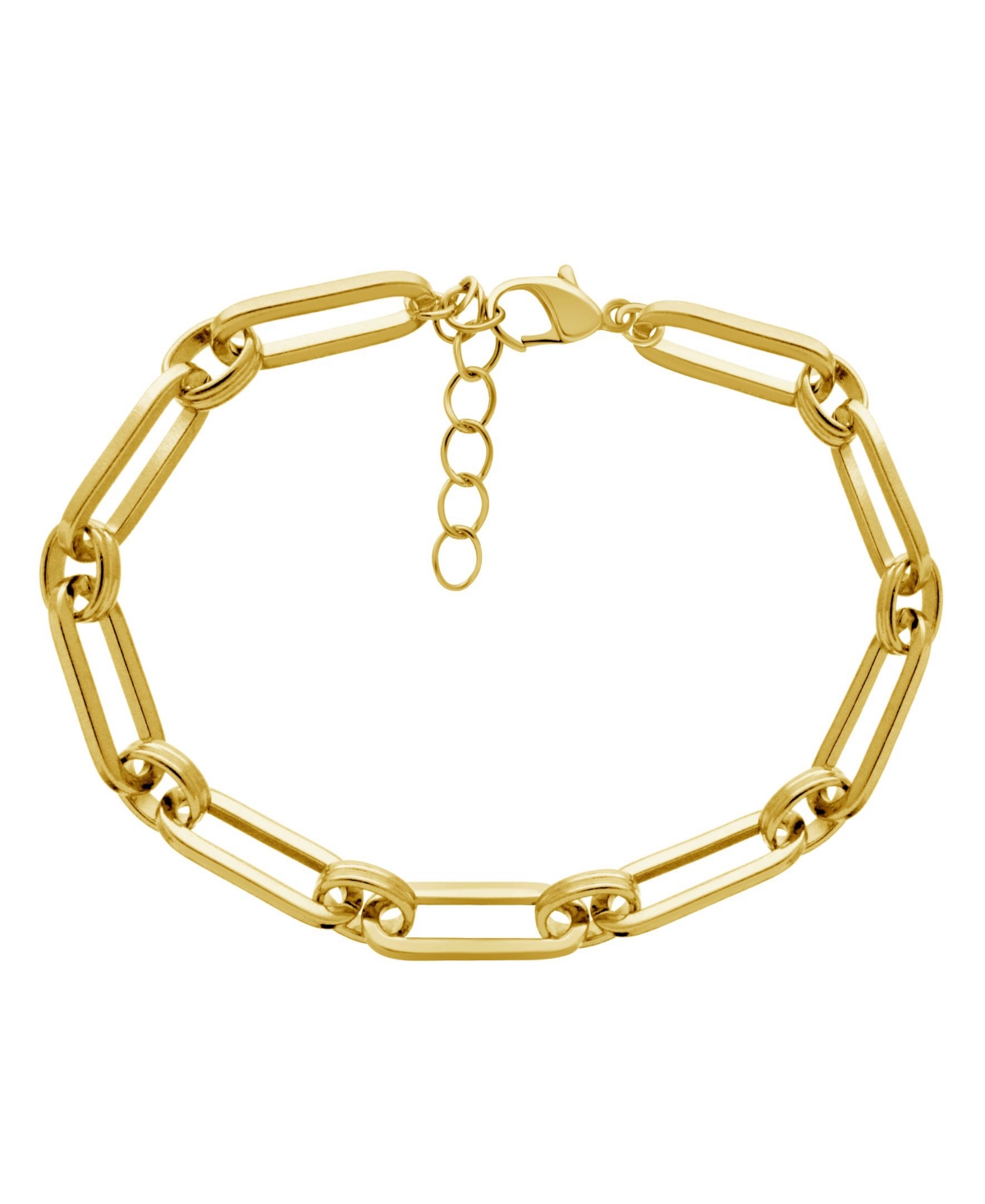 Gold or Silver Plated Circle Oblong Link Bracelet - Silver-Plated