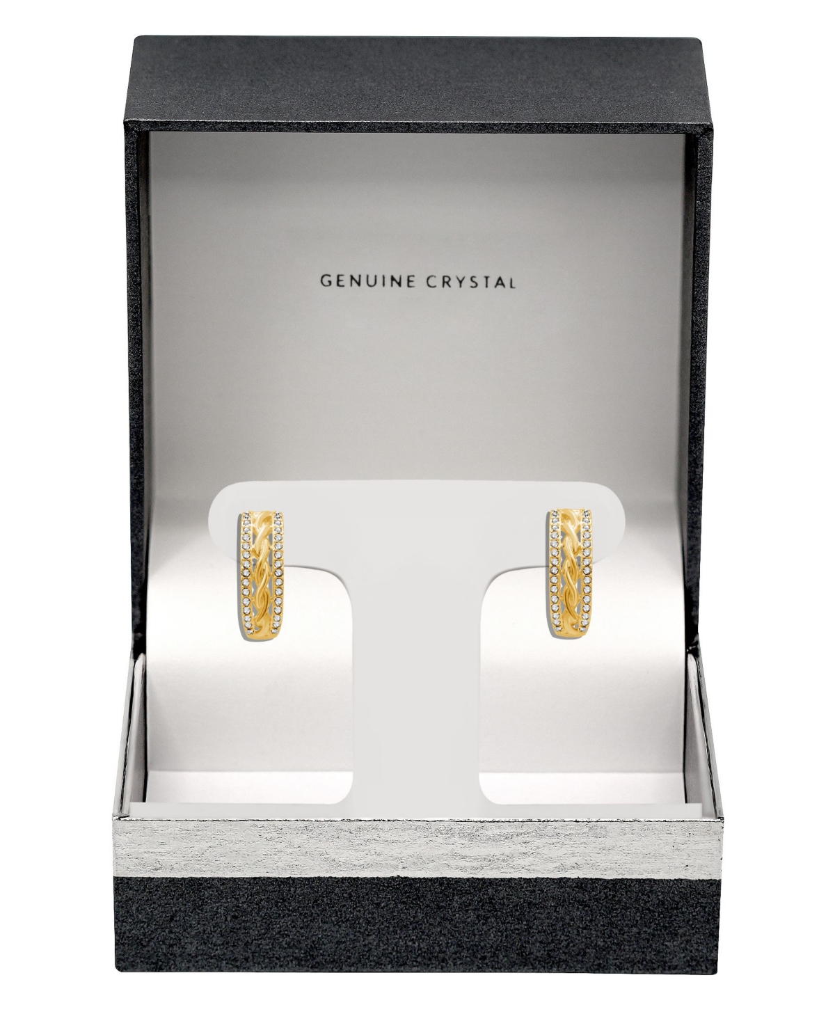 Silver or Gold Plated Twist Center Hinge Hoop Earrings - Gold-Plated