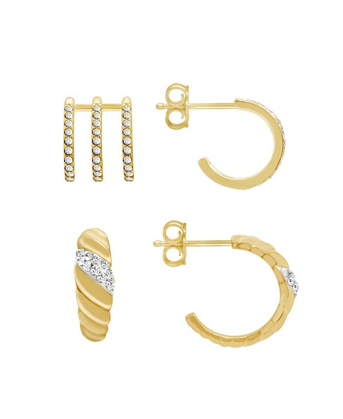 And Now This Gold Plated 2-Piece C Hoop and Multi Row Hoop Earrings Set ...