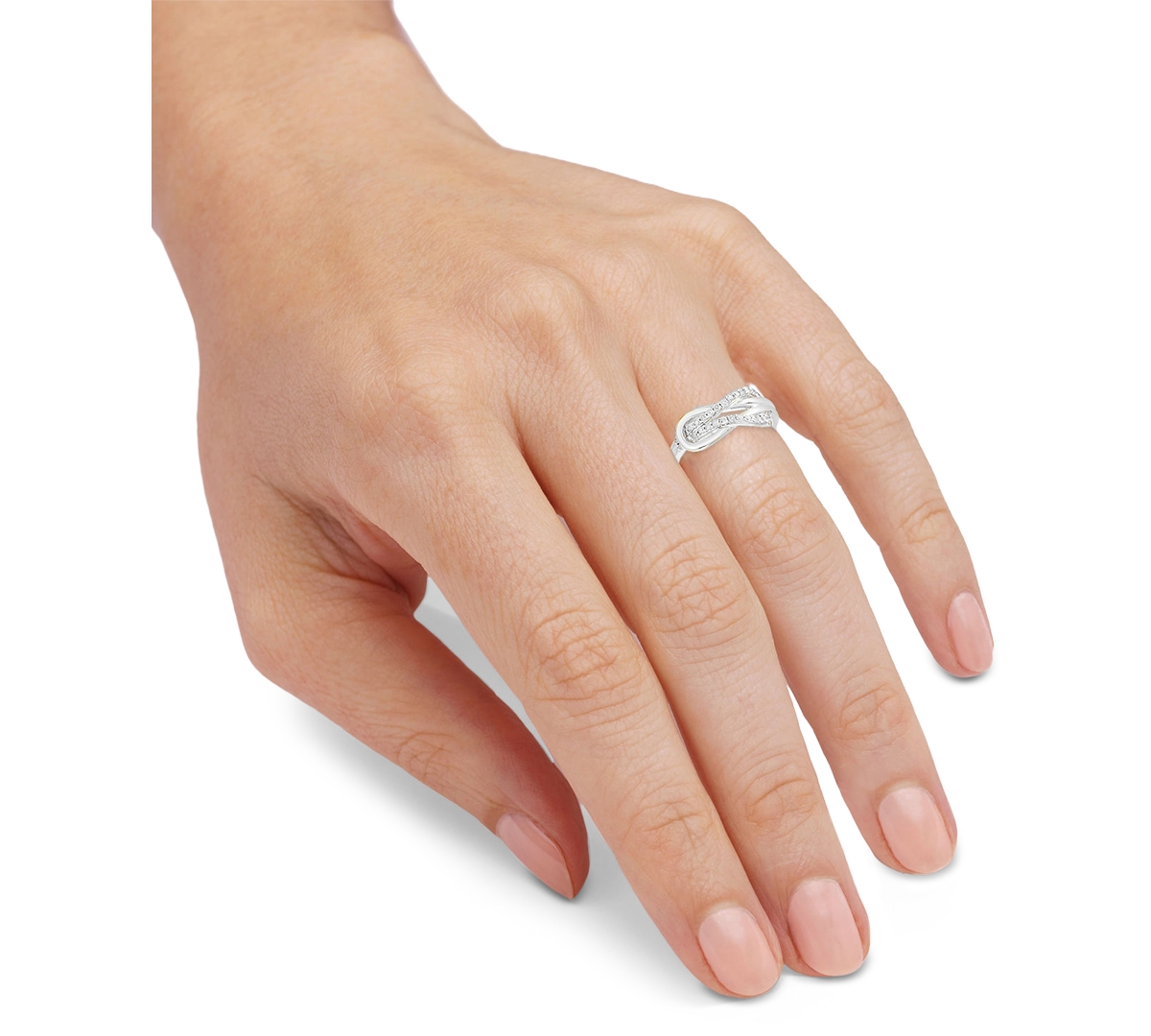 Diamond Interlocking Loop Ring (1/4 ct. t.w.) in 14k Gold-Plated- Sterling Silver