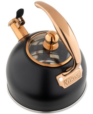 Stainless Steel 2.6-Quart Black Tea Kettle with Copper Handle