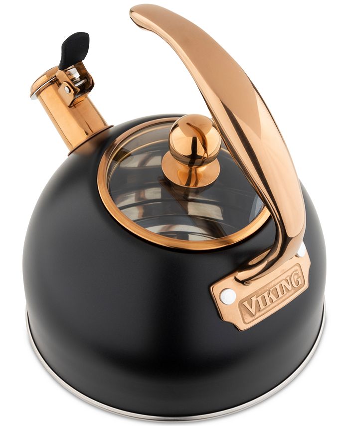 Viking Stainless Steel 2.6Quart Black Tea Kettle with Copper Handle