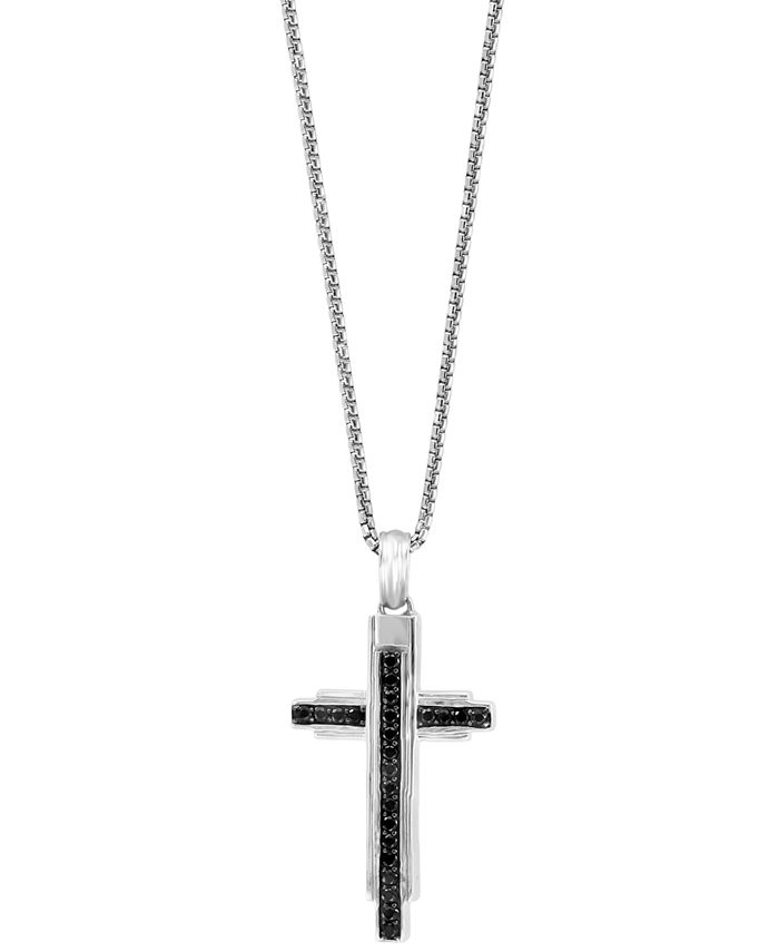 EFFY Collection EFFY® Men's Black Spinel Cross 22