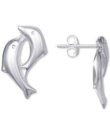 Dolphin Stud Earrings in Sterling Silver, Created for Macy's