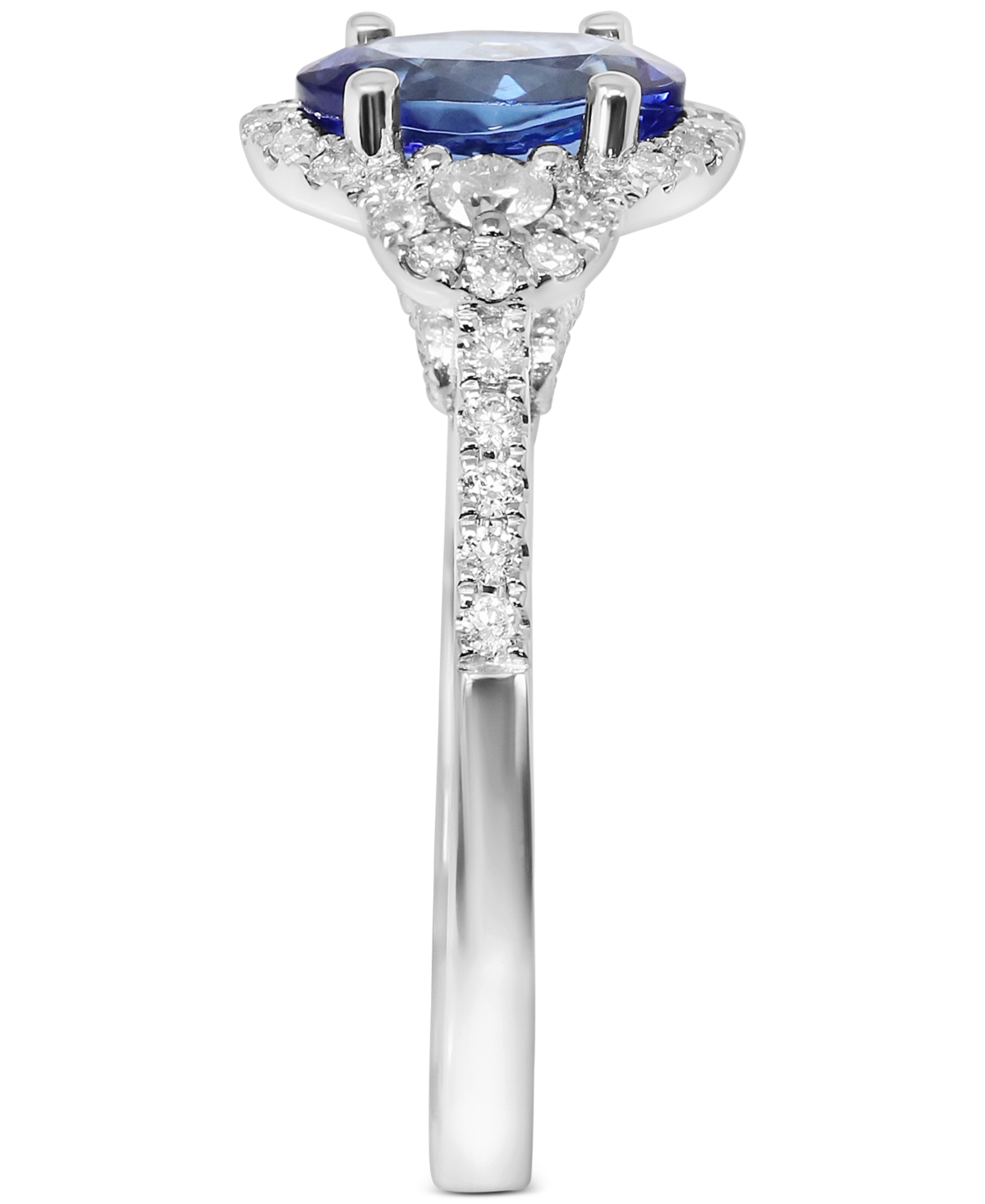 (1-3/8 ct. t.w.) & Diamond (3/8 ct. t.w.) Oval Halo Ring in 14k White Gold - Tanzanite