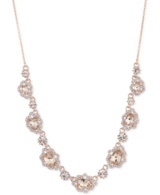Marchesa - Rose Gold-Tone Pav&eacute; & Pear-Shape Crystal Statement Necklace, 16" + 3" extender