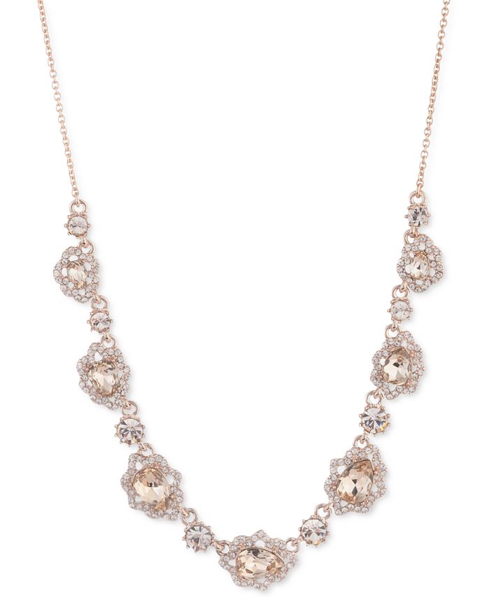 Marchesa - Rose Gold-Tone Pav&eacute; & Pear-Shape Crystal Statement Necklace, 16" + 3" extender