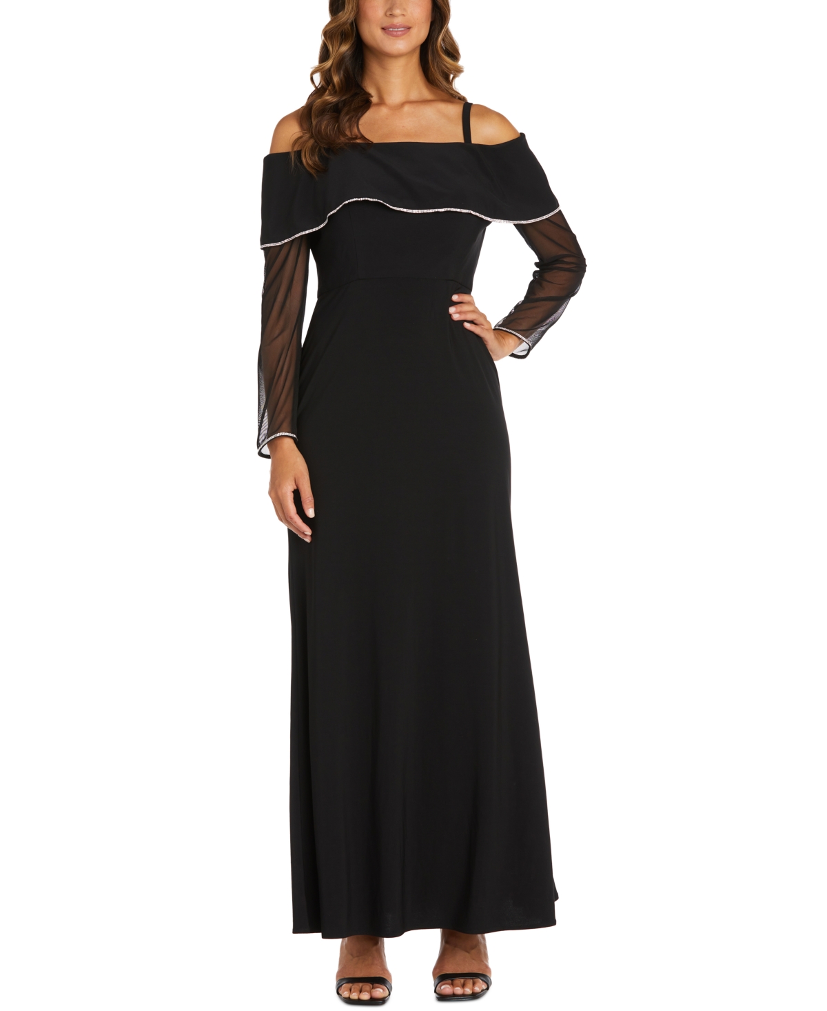 Rm richards cold new arrivals shoulder rhinestone gown