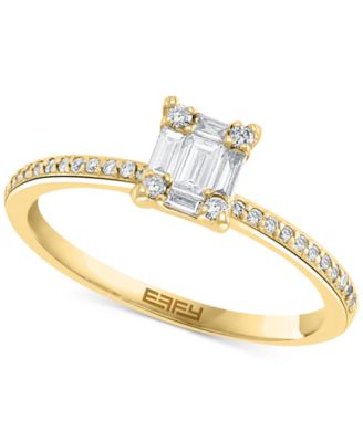 EFFY&reg; Diamond Baguette Cluster Bridal Set (3/8 ct. t.w.) in 14k White or Yellow Gold