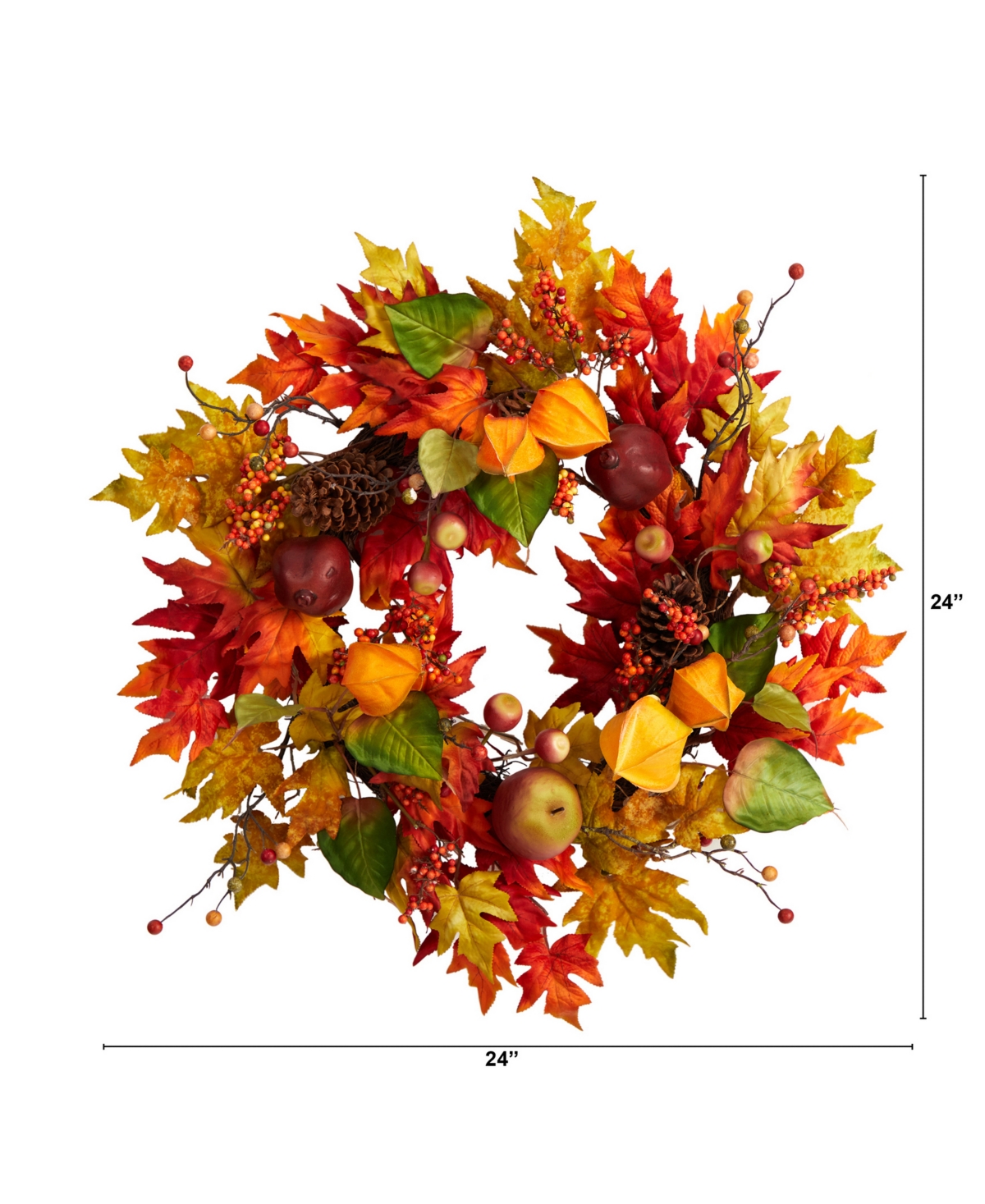 Autumn Maple Leaf and Berries Fall Artificial Wreath