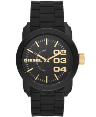 diesel double down black silicone watch