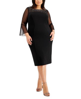 Alex Evenings Plus Size Embellished Illusion Party Dress - Macy's