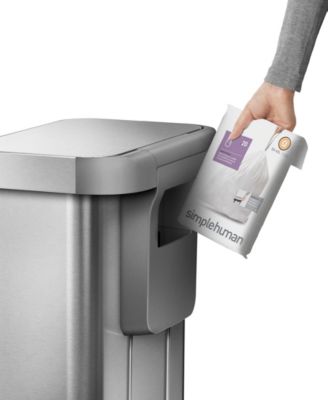 55 Liter Rectangular Kitchen Trash Can with Liner Pocket