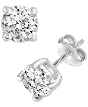 Macy's - 2-Pc. Set Diamond Solitaire Pendant Necklace & Matching Stud Earrings (5/8 ct. t.w.) in 14k Gold