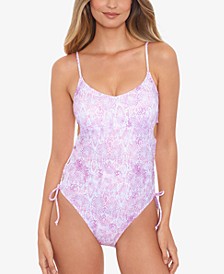 Juniors' Electric Snake Side-Laced One-Piece Swimsuit, Created for Macy's