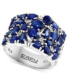 EFFY® Sapphire (6-3/4 ct. t.w.) & Diamond (1/2 ct. t.w.) Cluster Statement Ring in 14k White Gold
