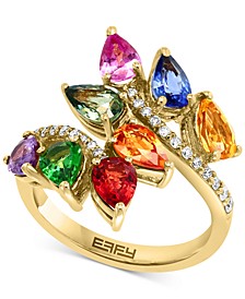 EFFY® Multi-Gemstone (3-7/8 ct. t.w.) & Diamond (1/5 ct. t.w.) Swirl Cluster Ring in 14k Gold
