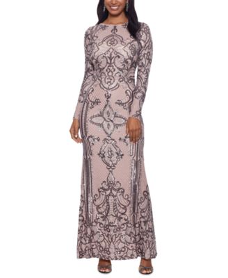 Betsy \u0026 Adam Petite Placed Sequin Gown 
