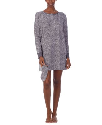 Refinery29 - Printed Henley Sleep Shirt & Sleep Mask Set