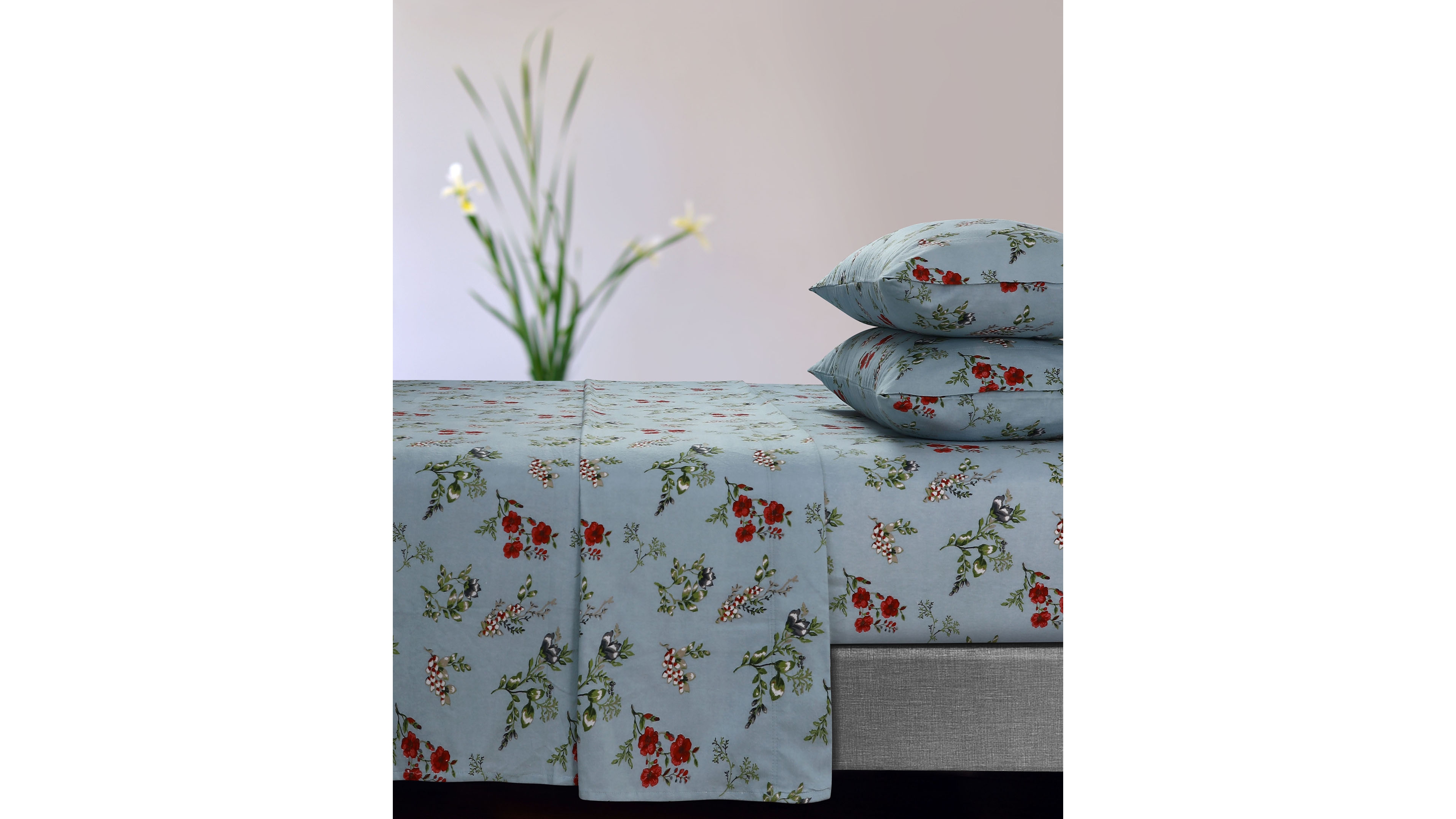 Tribeca Living Leilani Floral Flannel Extra Deep Pocket 4 Piece Sheet Set, King