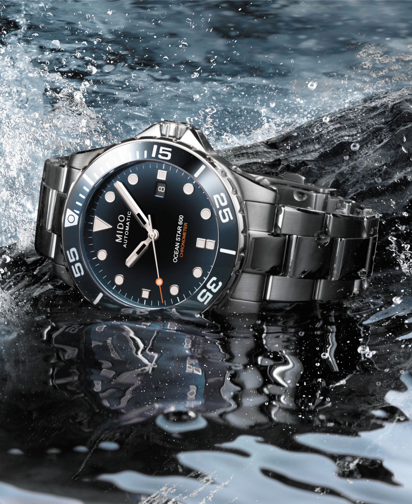 Мужские часы Mido Swiss Automatic Ocean Star 600 Chronometer Stainless Steel Bracelet Watch 44mm — фото 6