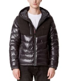 Men's Fitted Heavyweight Chevron Quilted Performance Hooded Puffer Jacket