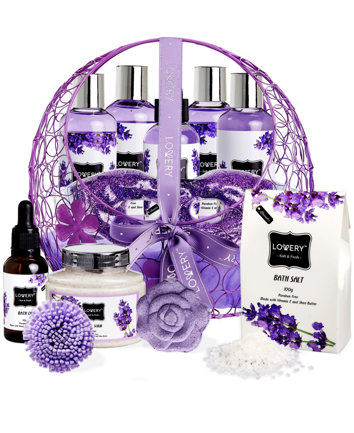 Lovery Lavender And Jasmine Body Care Bath Gift Set, 12 Piece ModeSens