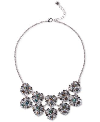 Photo 1 of Charter Club Silver-Tone Crystal & Imitation Pearl Cluster Statement Necklace, 17" + 2" extender