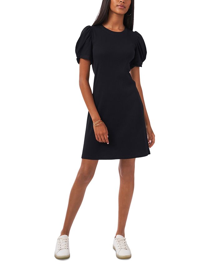 Knit dress with puff sleeves cheap