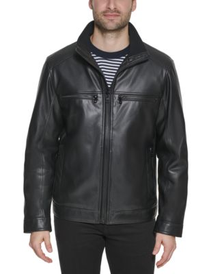 calvin klein men's fur lined faux leather jacket