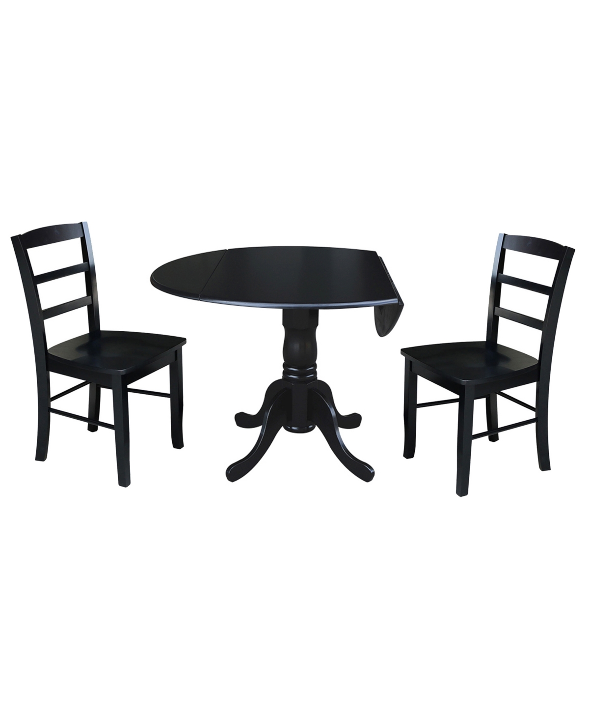 Dual Drop Leaf Table with 2 Ladder Back Dining Chairs - 3 Piece Dining Set