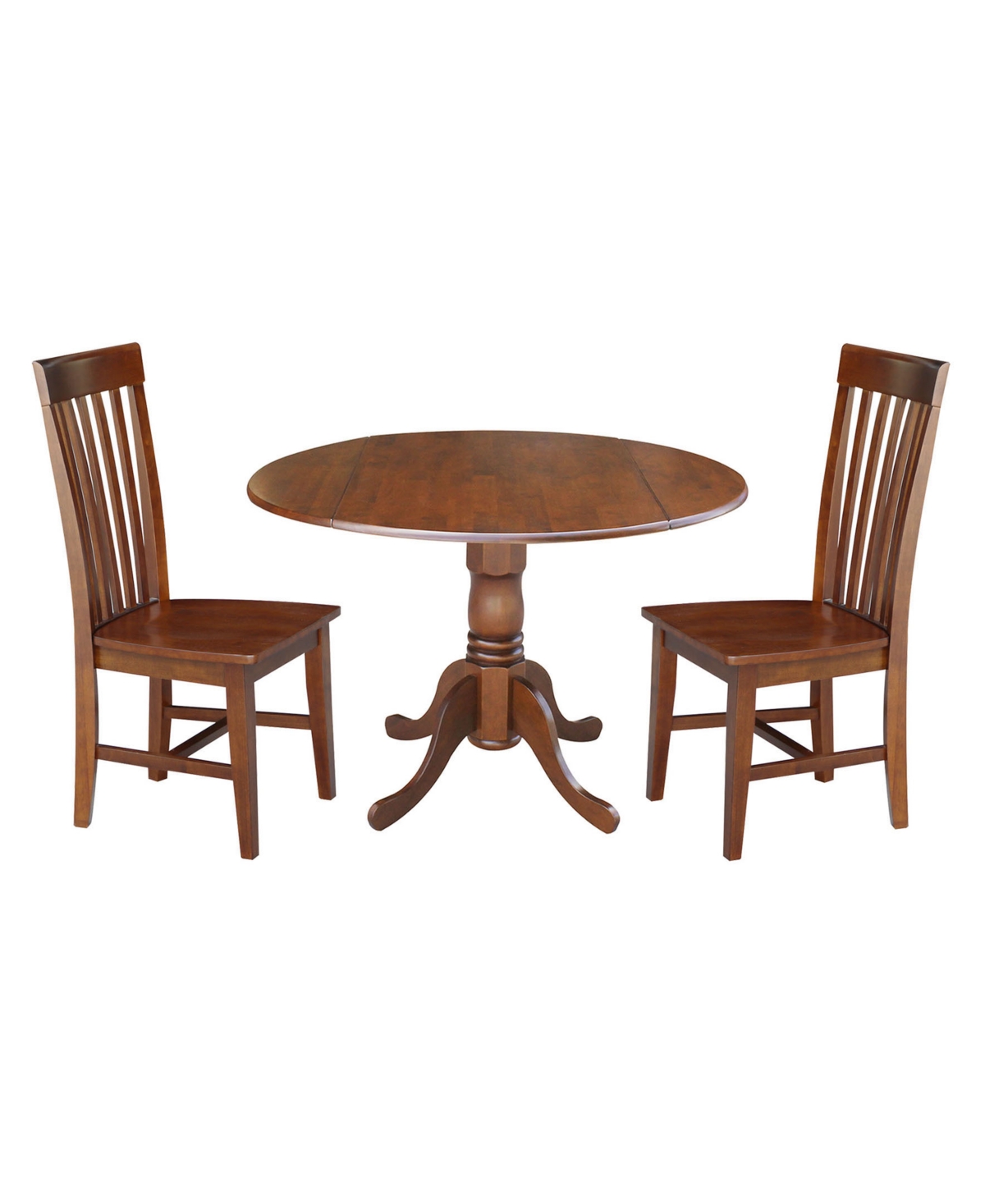 Shop International Concepts 42" Dual Drop Leaf Table With 2 Slat Back Dining Chairs In Espresso