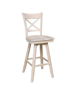 International Concepts Bar Height Table with 2 Cross Back Swivel Bar Stool Set, 3 Piece