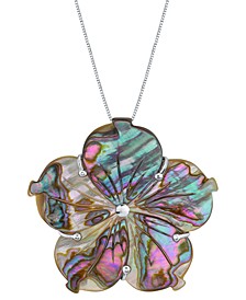 Abalone Shell Flower 18" Pendant Necklace in Sterling Silver