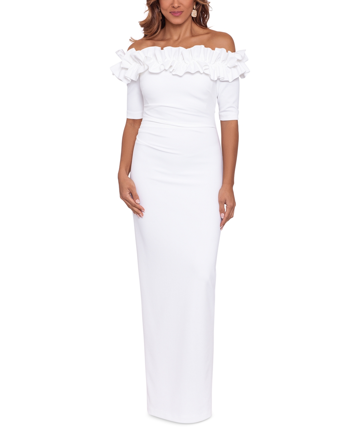 xscape off shoulder gown