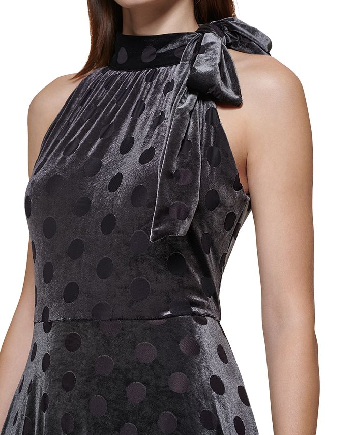 Calvin Klein Velvet PolkaDot Halter Dress Macy's
