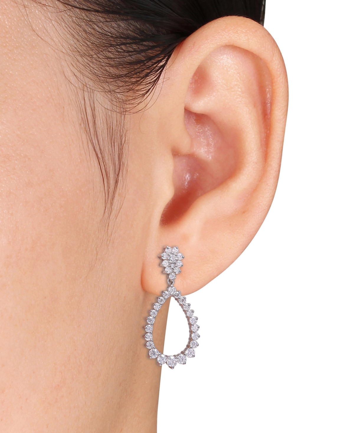Lab-GrownOpen Teardrop Drop Earrings (2-1/5 ct. t.w.) in Sterling Silver - Moissanite
