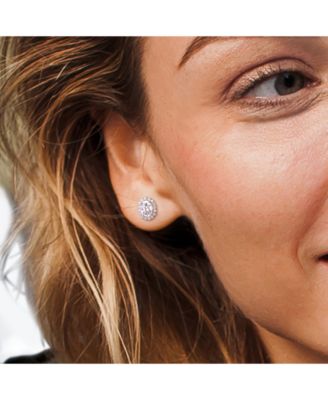 Lab-Created Moissanite Oval Halo Stud Earrings (2-1/3 ct. t.w.) in Sterling Silver