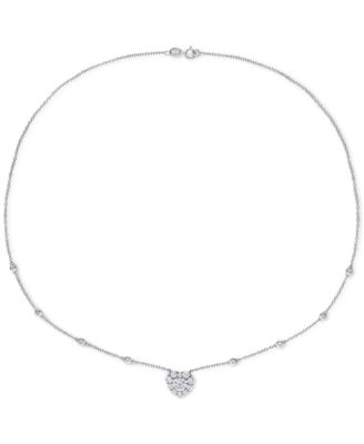 Lab-Grown Moissanite Heart Halo 18" Pendant Necklace (2 ct. t.w.) in Sterling Silver