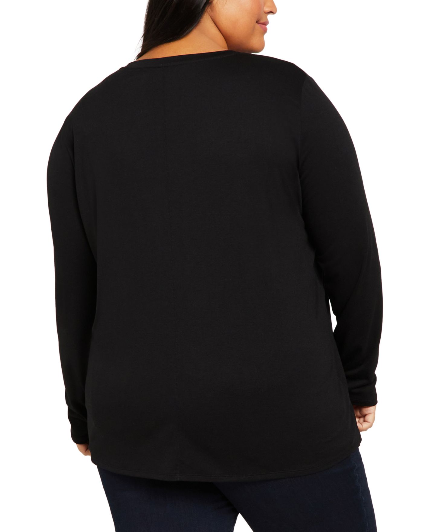 Женская футболка Motherhood Maternity Plus Size Crewneck Nursing, цвет: Чёрный — фото 2
