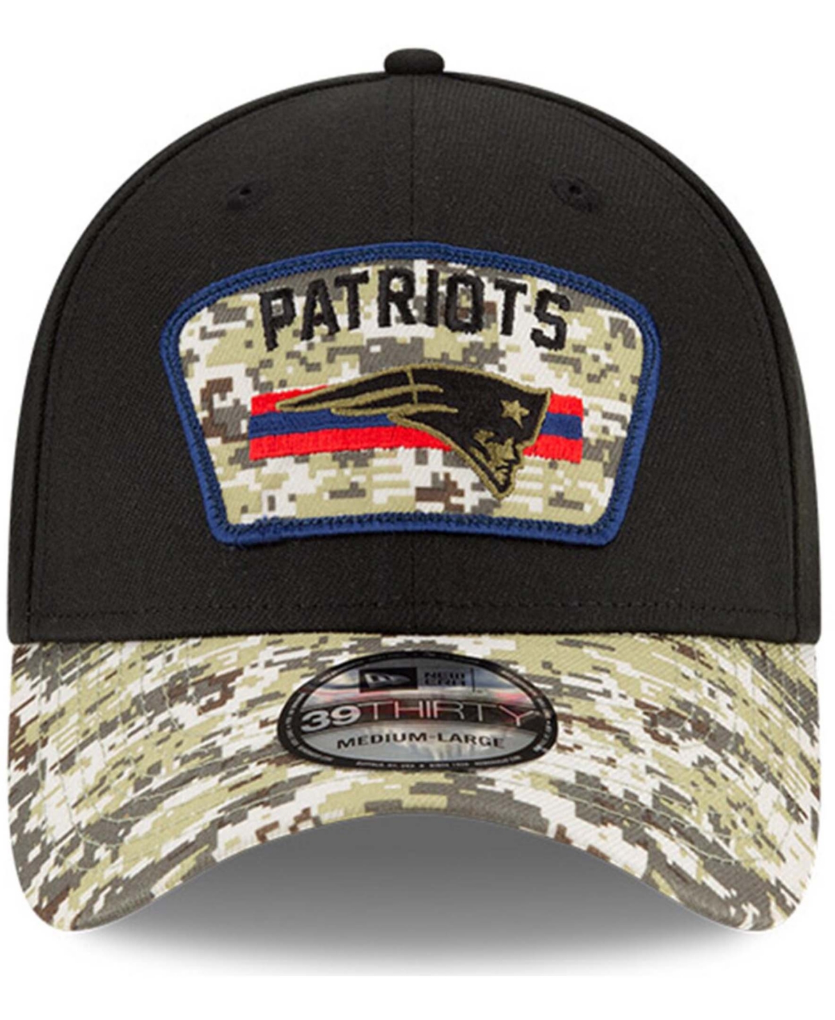 Men's Black-Camouflage New England Patriots 2021 Salute To Service 39THIRTY Flex Hat - Black-Camouflage