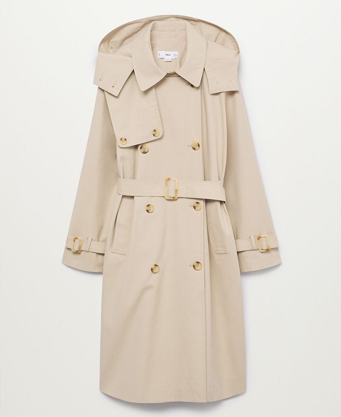 Detachable hood store trench coat
