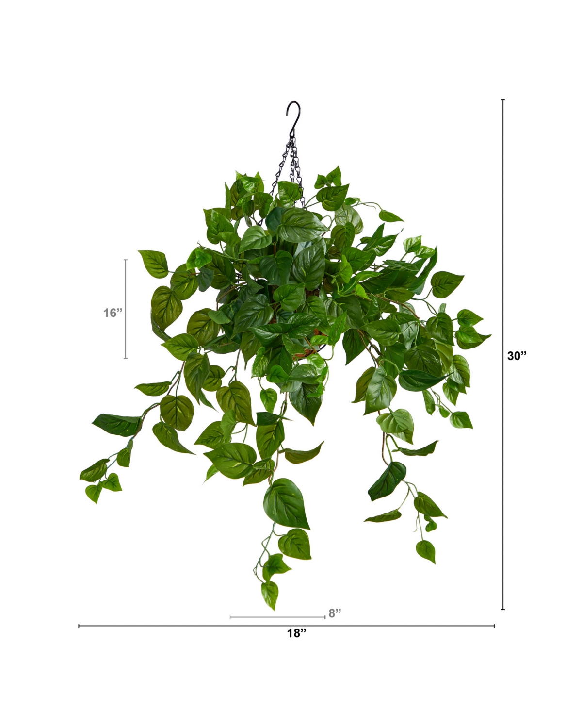 NEARLY NATURAL 2.5' PHILODENDRON ARTIFICIAL PLANT IN HANGING BASKET 
