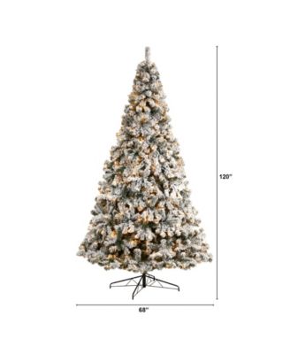 Flocked West Virginia Fir Artificial Christmas Tree with 800 Clear LED Lights and 1680 Tips, 10'