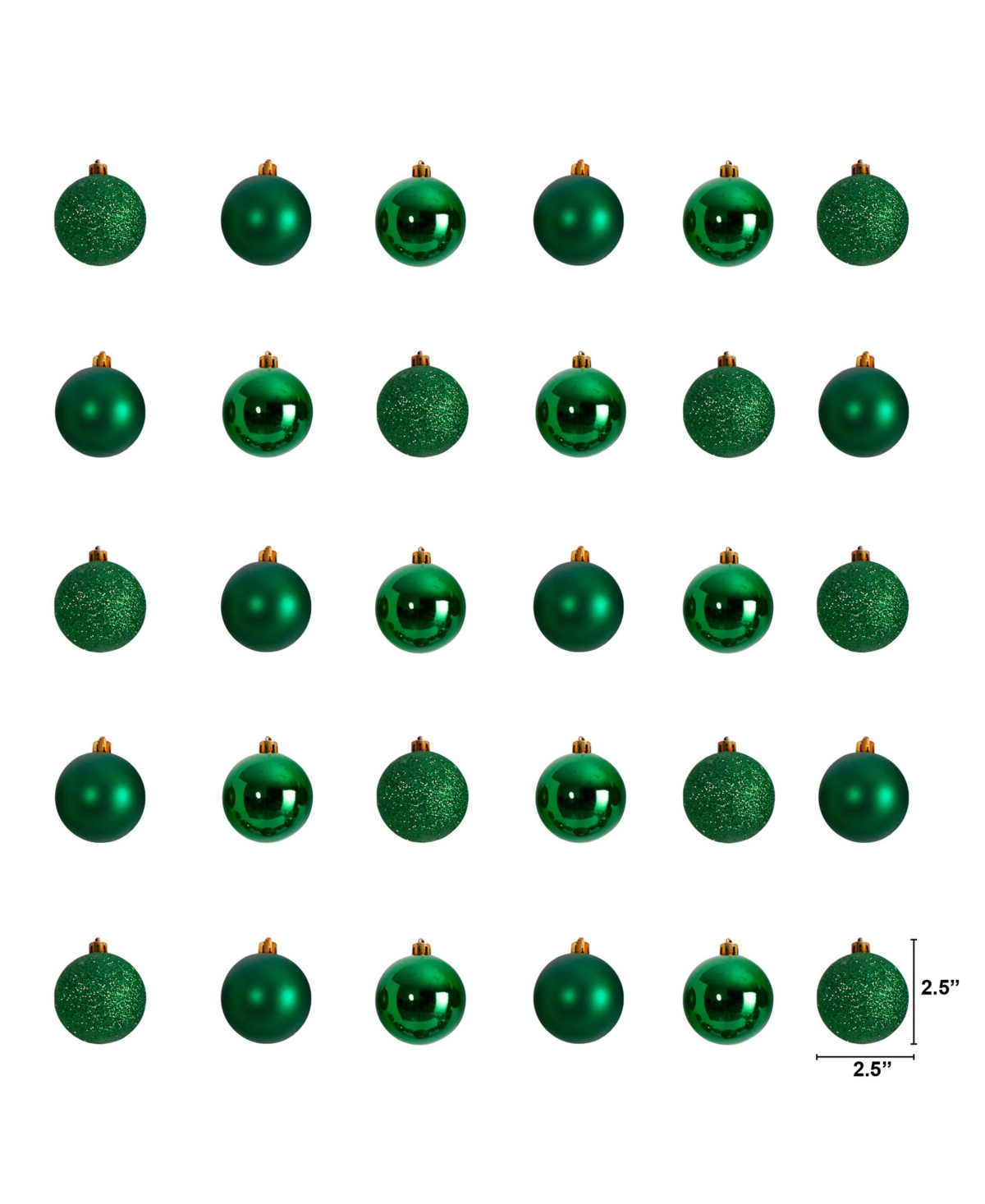 Holiday Christmas 30 Piece Shatterproof Ornament Set, 2.5"