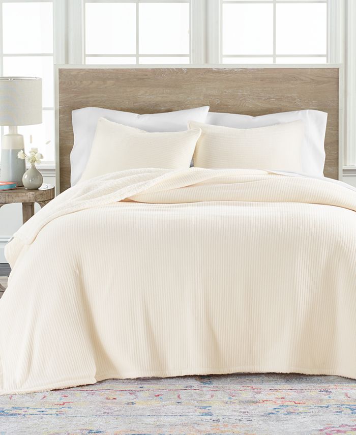 Martha Stewart Collection Chenille Sherpa Twin Quilt, Created for Macys