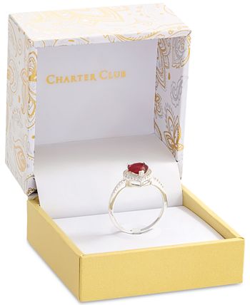 Charter Club Double Halo Crystal Center Ring, Created for Macy's - Macy's